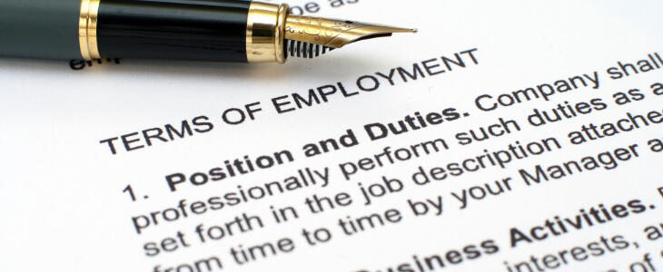 image of employment agreement document